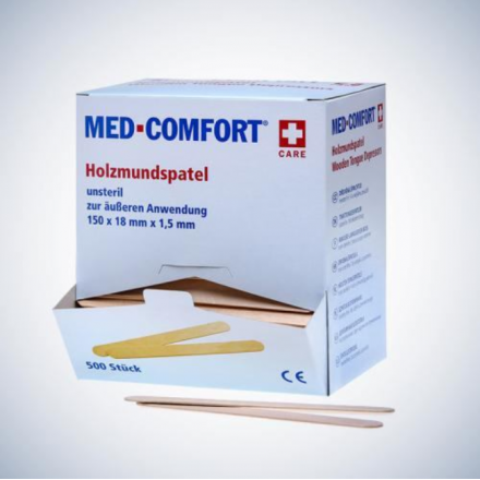 Med-Comfort Holzmundspatel, unsteril, 150 mm x 18 mm x 1,5 mm von AMPri Handelsgesellschaft mbH