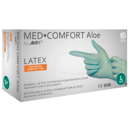 MED-COMFORT Aloe - Latexhandschuhe, mintgrün, puderfrei von AMPri Handelsgesellschaft mbH