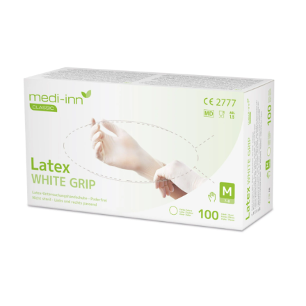 Medi-Inn Latex white grip - Einmalhandschuhe aus Latex, puderfrei, weiß von BODY Products relax Pharma und Kosmetik GmbH