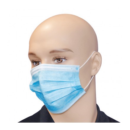OP-Maske, 3-lagig, blau, mit elastischen Ohrschlaufen (50 Stck.) von Megro GmbH & Co. KG