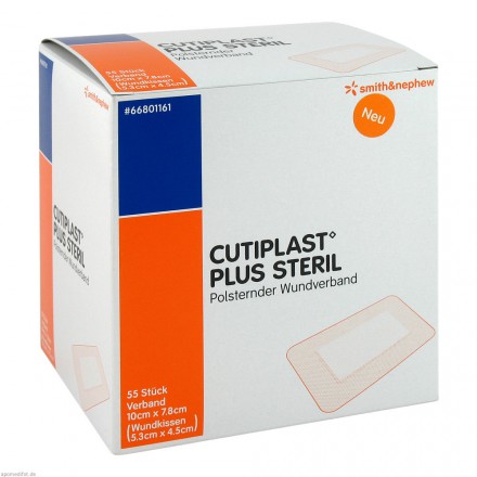 SN Cutiplast Plus Vliesstoffverband steril anschmiegsam 10,0x7,8cm, 55 Stk. von Smith & Nephew GmbH